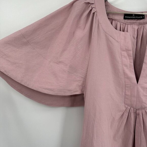 Pomander Place Tuckernuck Women's Lilac Finley Flutter Sleeve Dress Linen sz XS - Picture 2 of 9